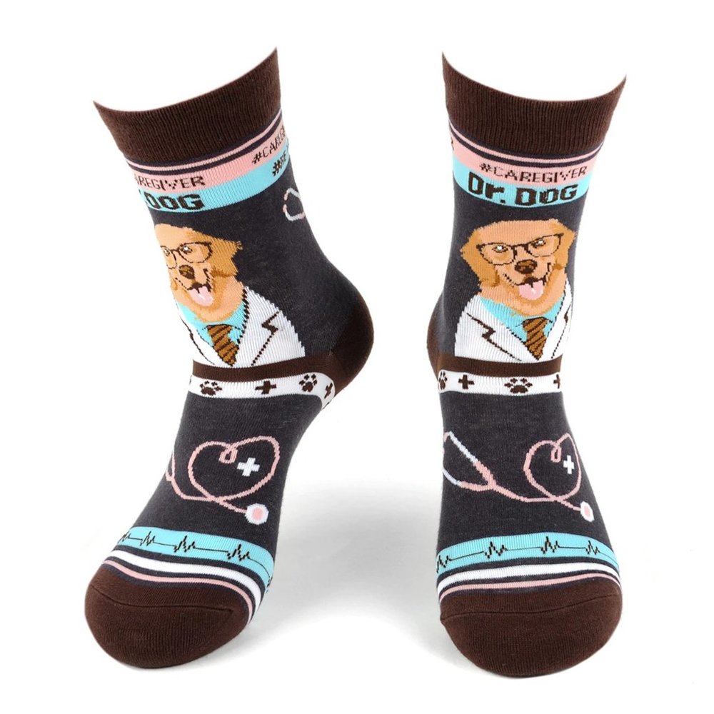 Health Care Heroes -Dr. Dog- Novelty Socks S/M